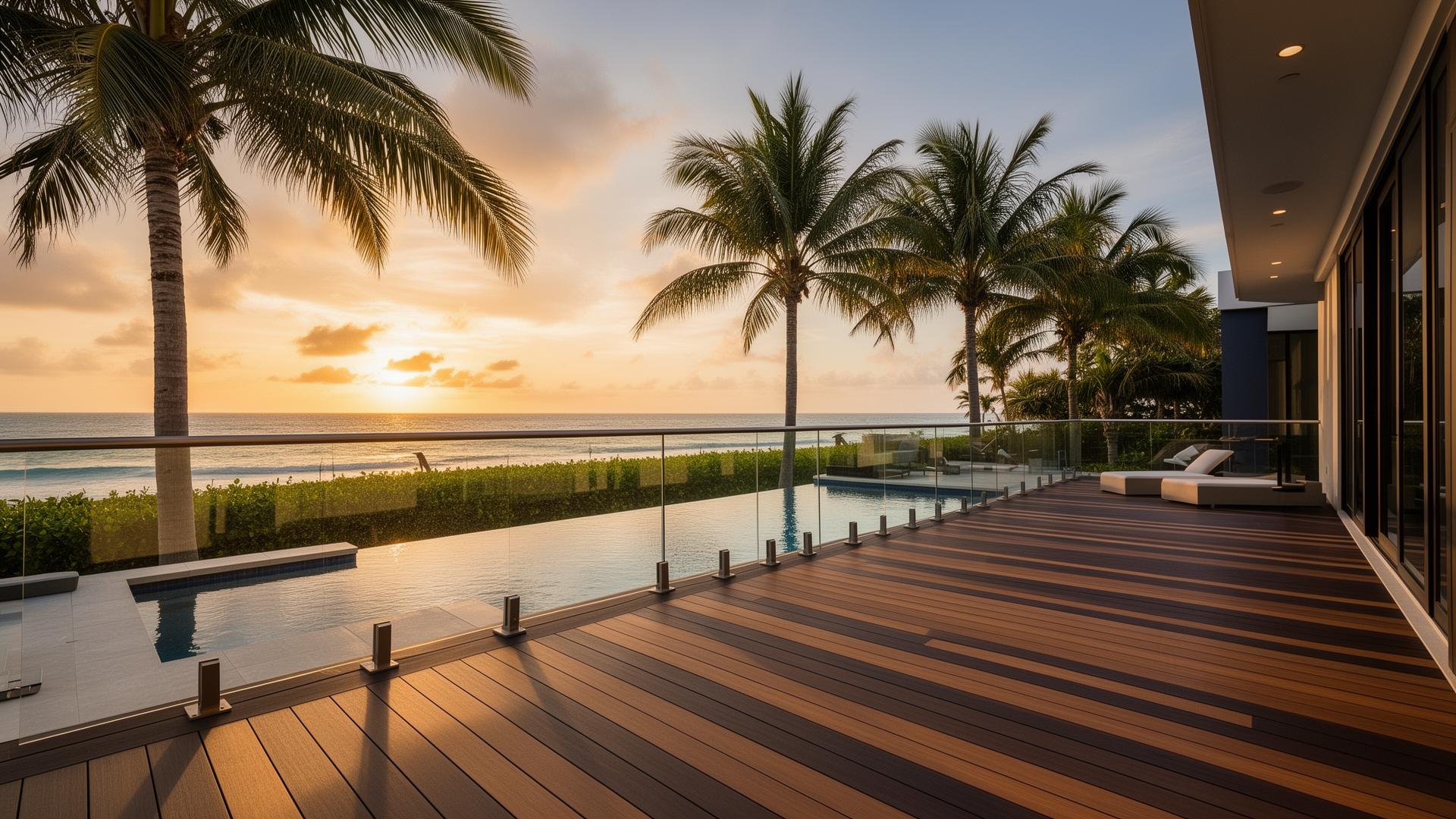 Luxury custom deck overlooking the ocean in Brevard County, Florida